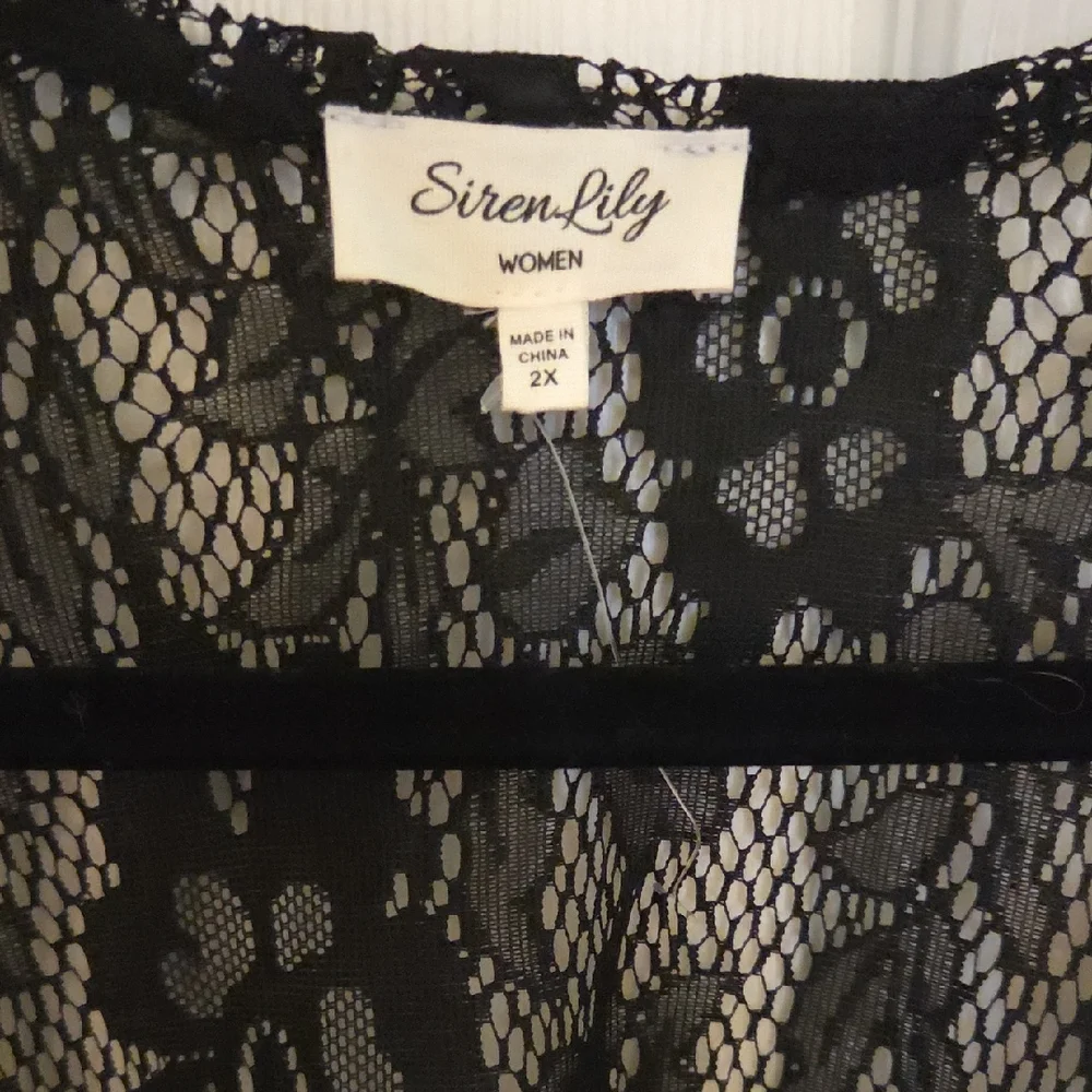 Siren Lily Black Lace Fringe Kimono Cover-Up/ Robe - Picture 4 of 5